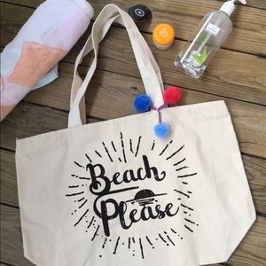 “Beach Please” Canvas Print Tote Bag